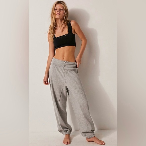 Free People Most Wanted Joggers Pants Green High Rise Wide Leg Size M worn once. - Picture 4 of 12